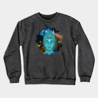 Blue Face of Buddha in the Galaxy Crewneck Sweatshirt